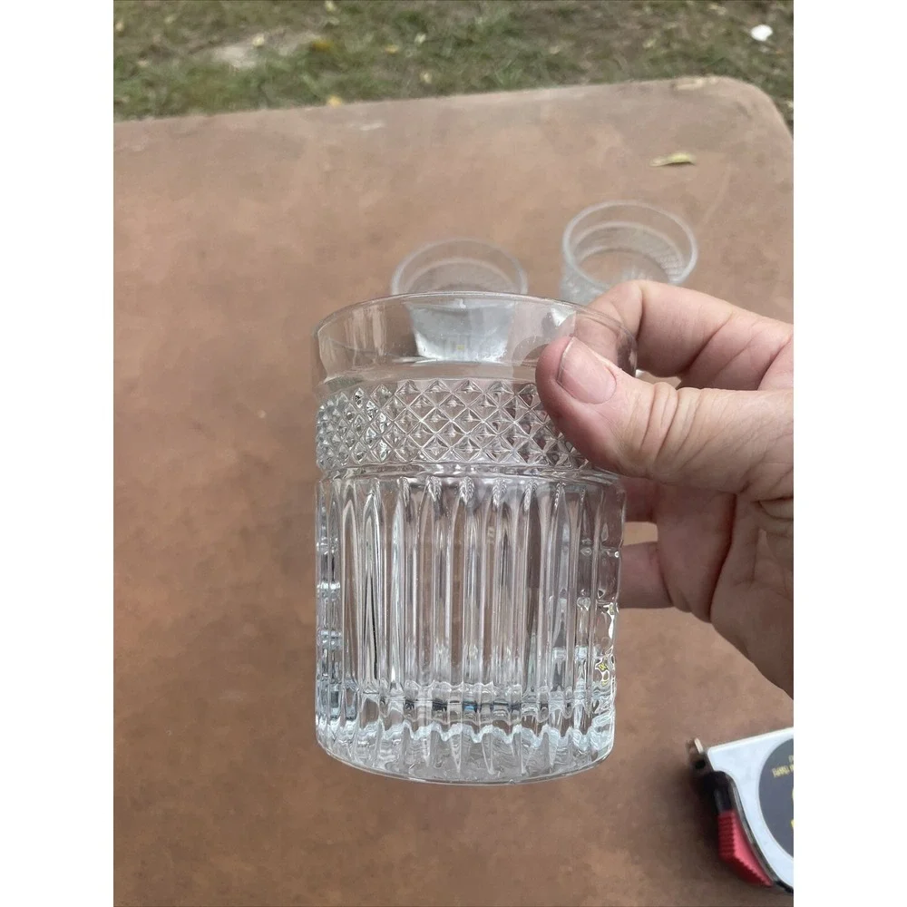 Lot‎ 3 vintage Libbey Duratuff Everest Stackable clear ribbed Glasses 4.5